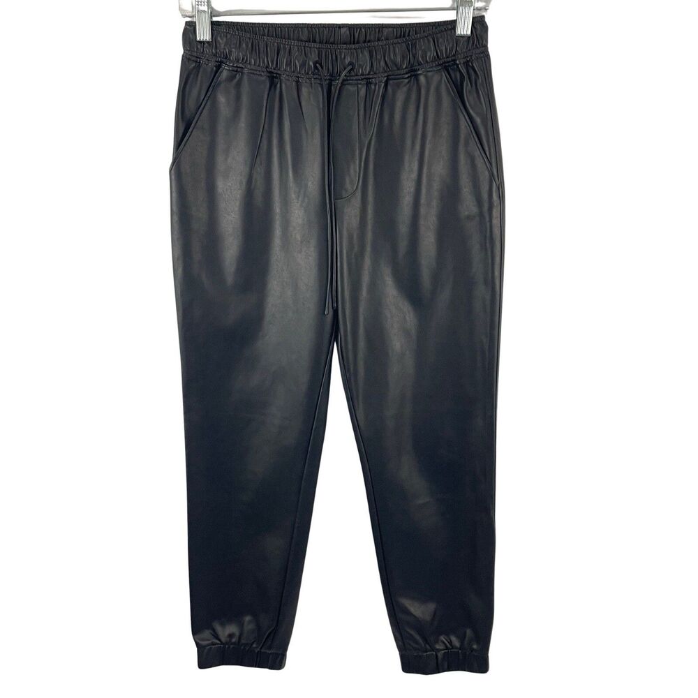 The Reset R Label Women's XS Faux Leather Jogger Pants Black Grunge Punk Casual